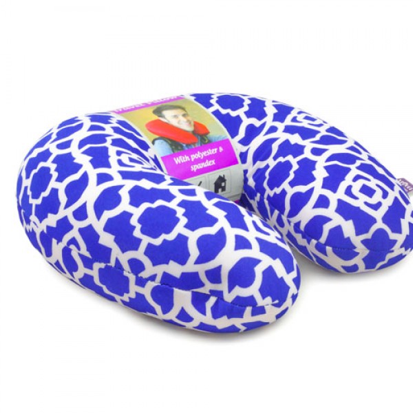 VIAGGI Microbead U Shape Travel Neck Pillow - Trellis Blue